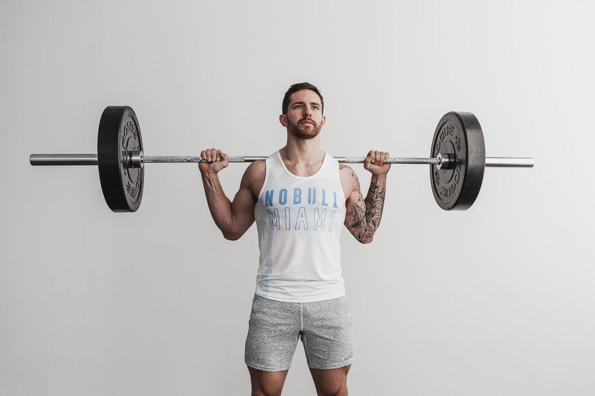 Nobull Miami Palm Men\'s Tank Tops Blue | Australia (IX2896)